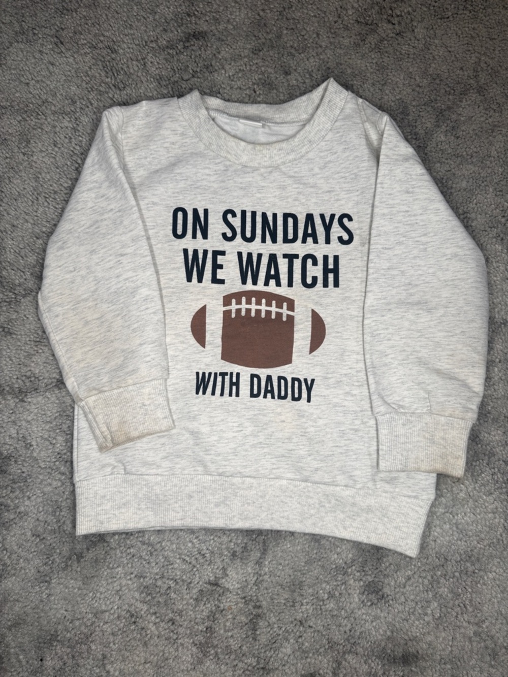 Kids 'On Sundays We Watch With Daddy' Football Sweatshirt - Light Heather Gray